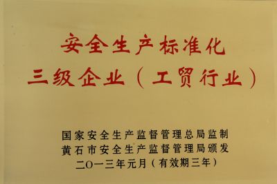 安全生產(chǎn)標(biāo)準化證書